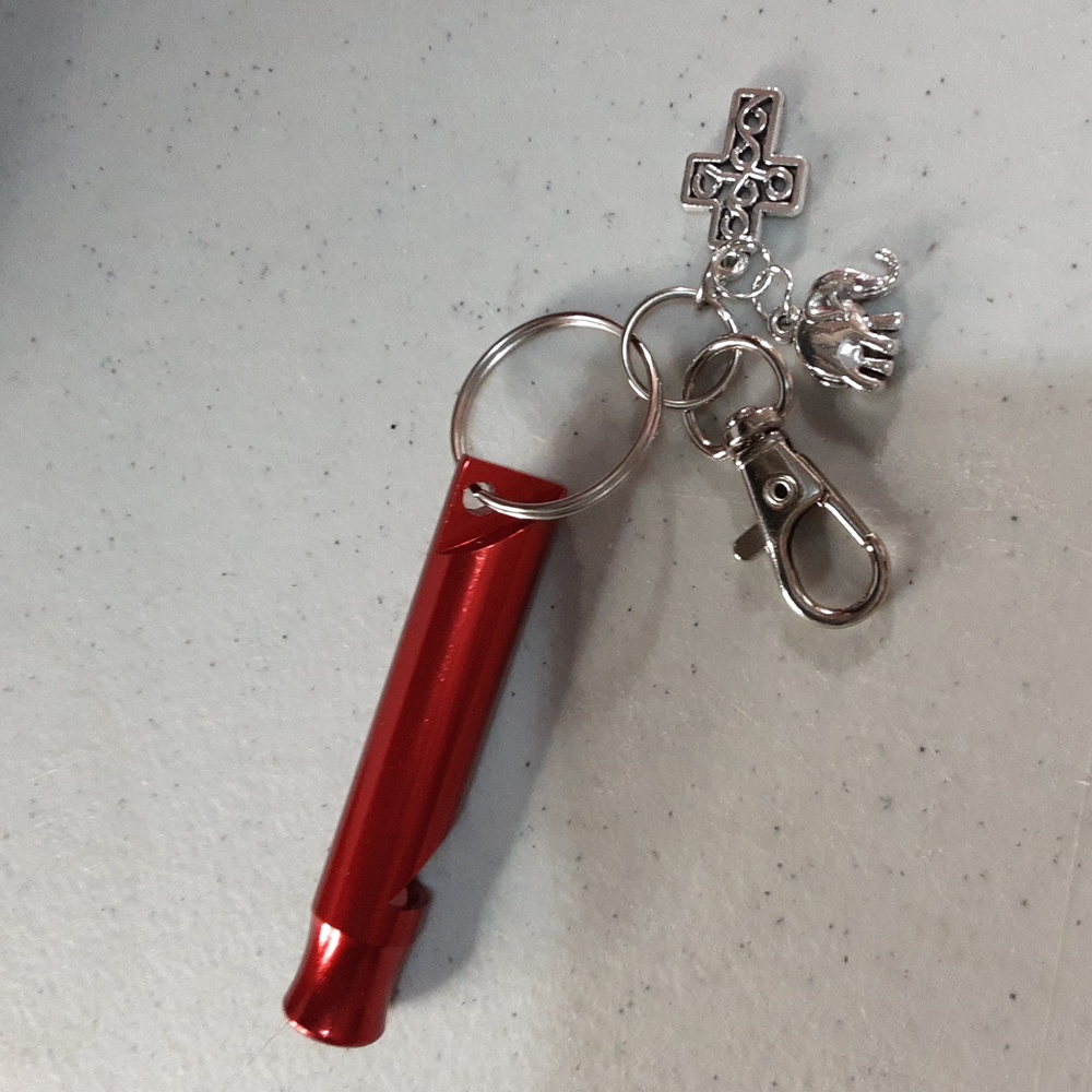 New Security Whistle Keychain/bag charm. Red. Approximately 3"